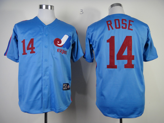 Men Montreal Expos #14 Rose Blue MLB Jerseys